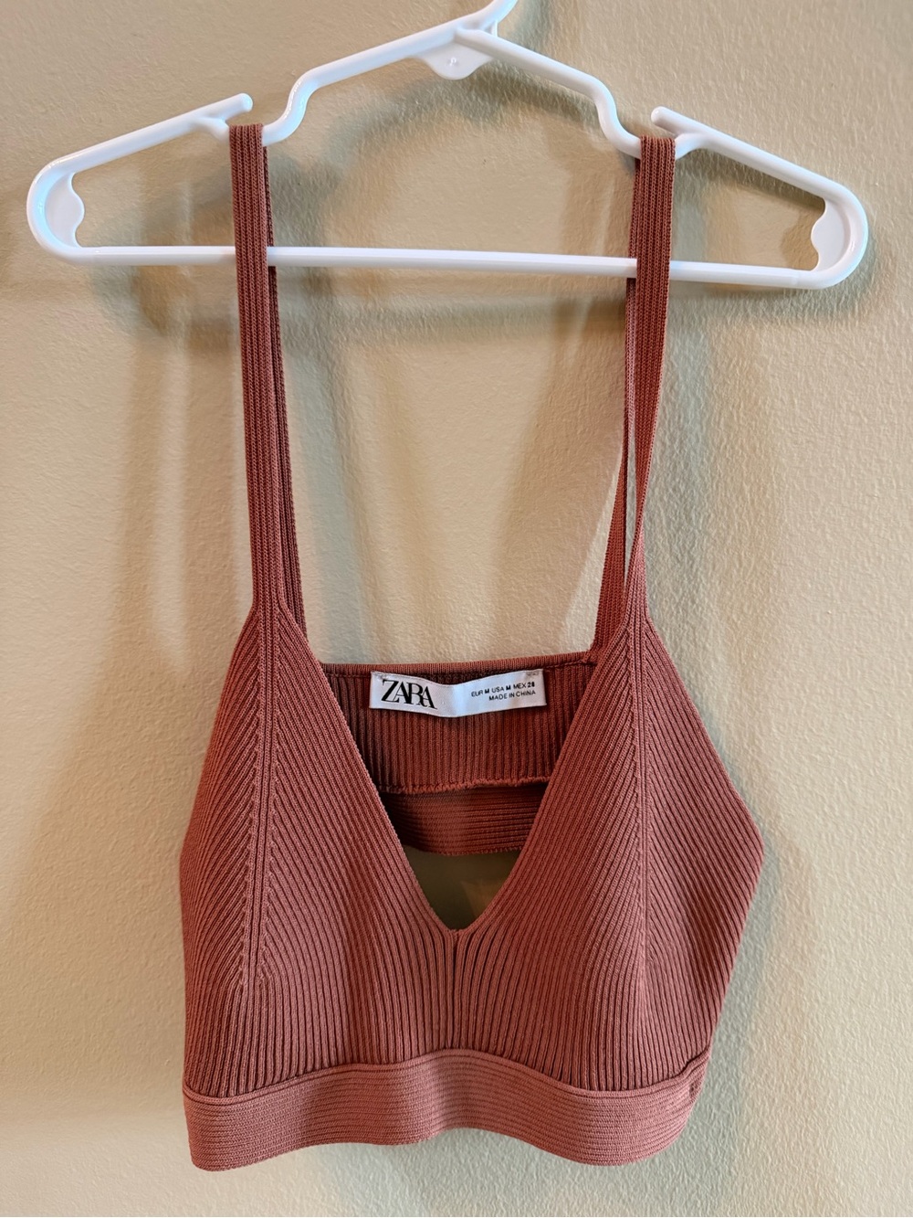 ZARA Ribbed Bralette in Terracotta Brown